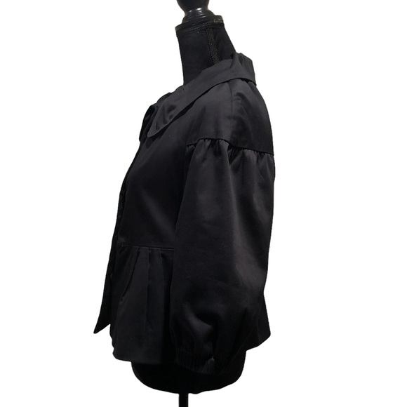 Elle black snap front cotton spandex blend blazer jacket peplum waist size small - Picture 3 of 11